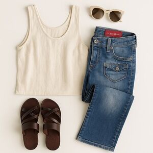 Jerusalem Sandals Handmade Brown Leather Strappy Slides Size 38